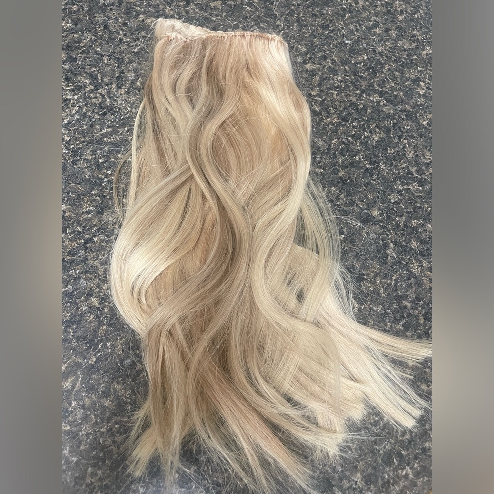 Bellami 16 Inch Light Ash And Dark Ash Blonde Extensions. Two Wefts